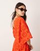 ASOS EDITION ASOS EDITION eyelet wide sleeve plunge midi dress in red-Black - 2