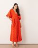 ASOS EDITION ASOS EDITION eyelet wide sleeve plunge midi dress in red-Black - 3
