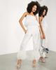 ASOS EDITION ASOS EDITION floral embellished pants with faux feather hem in ivory-White - 1