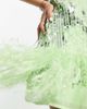 ASOS EDITION ASOS EDITION floral sequin and bead mini dress with faux feather hem in apple green - 2