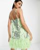 ASOS EDITION ASOS EDITION floral sequin and bead mini dress with faux feather hem in apple green - 3