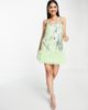 ASOS EDITION ASOS EDITION floral sequin and bead mini dress with faux feather hem in apple green - 4
