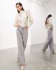 ASOS EDITION ASOS EDITION hammered satin bold shoulder cropped blouse with removable tie in ivory-White - 2