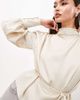 ASOS EDITION ASOS EDITION hammered satin bold shoulder cropped blouse with removable tie in ivory-White - 3