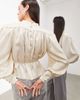 ASOS EDITION ASOS EDITION hammered satin bold shoulder cropped blouse with removable tie in ivory-White - 4