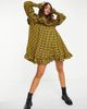 ASOS EDITION ASOS EDITION high neck ruffle yoke mini dress in mustard gingham plaid-Multi - 1