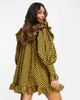 ASOS EDITION ASOS EDITION high neck ruffle yoke mini dress in mustard gingham plaid-Multi - 3