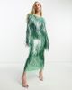 ASOS EDITION ASOS EDITION metallic fringe midi skirt in green - part of a set - 1