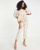 ASOS EDITION ASOS EDITION metallic jacquard pants with tinsel fringe hem in blush-Pink - 1