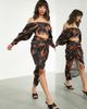 ASOS EDITION ASOS EDITION off shoulder top in dark based marble print-Multi - 4