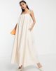 ASOS EDITION ASOS EDITION pleat front cotton cami midaxi dress in stone-Neutral - 1