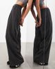 ASOS EDITION ASOS EDITION pleat front wide leg pants in charcoal pinstripe-Black - 3