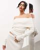 ASOS EDITION ASOS EDITION premium jersey turn over bardot long sleeve top in cream-Neutral - 1