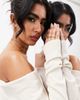 ASOS EDITION ASOS EDITION premium jersey turn over bardot long sleeve top in cream-Neutral - 3