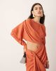 ASOS EDITION ASOS EDITION premium plisse long sleeve drapey maxi dress in rust-Orange - 2