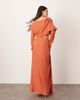 ASOS EDITION ASOS EDITION premium plisse long sleeve drapey maxi dress in rust-Orange - 4