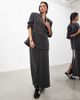 ASOS EDITION ASOS EDITION tailored maxi skirt in charcoal pinstripe-Black - 1