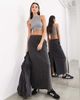 ASOS EDITION ASOS EDITION tailored maxi skirt in charcoal pinstripe-Black - 3