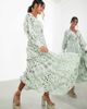 ASOS EDITION ASOS EDITION v neck broderie midi dress with puff sleeves in sage green - 1