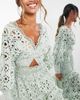 ASOS EDITION ASOS EDITION v neck broderie midi dress with puff sleeves in sage green - 2
