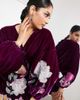ASOS EDITION ASOS EDITION velvet wrap mini dress in dahlia floral embroidery in wine-Red - 3