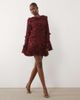 ASOS LUXE ASOS LUXE 3D floral embellished eyelet mini dress with faux-feather trim in burgundy-Red - 2