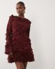 ASOS LUXE ASOS LUXE 3D floral embellished eyelet mini dress with faux-feather trim in burgundy-Red - 3