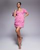 ASOS LUXE ASOS LUXE 3D floral off shoulder embellished mini dress with caged skirt in rose-pink - 1