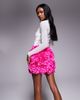 ASOS LUXE ASOS LUXE 3D floral ruffles mini skirt with drop faux pearls in pink - 2