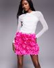 ASOS LUXE ASOS LUXE 3D floral ruffles mini skirt with drop faux pearls in pink - 4
