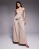 ASOS LUXE ASOS LUXE 3D petal jumpsuit with drop bead detail in stone-Neutral - 1