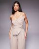 ASOS LUXE ASOS LUXE 3D petal jumpsuit with drop bead detail in stone-Neutral - 2