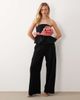 ASOS LUXE ASOS LUXE bandeau peplum top with corsage detail in black and pink - 2