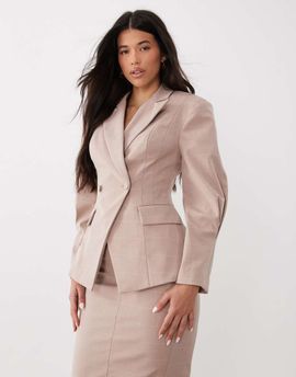 ASOS LUXE ASOS LUXE cinched waist blazer in pink plaid - part of a set