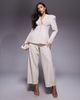 ASOS LUXE ASOS LUXE cinched waisted tailored blazer with button detailing in cream - part of a set-Neutral - 3