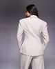 ASOS LUXE ASOS LUXE cinched waisted tailored blazer with button detailing in cream - part of a set-Neutral - 4