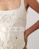 ASOS LUXE ASOS LUXE cornelli flower detail swimsuit with belt in white - 2
