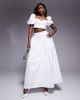 ASOS LUXE ASOS LUXE cotton sateen exaggerated maxi skirt with bow back in white - part of a set - 1