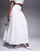 ASOS LUXE ASOS LUXE cotton sateen exaggerated maxi skirt with bow back in white - part of a set - 2