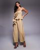 ASOS LUXE ASOS LUXE cotton twill bandeau corsage top in tan - part of a set-Neutral - 3