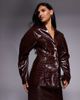 ASOS LUXE ASOS LUXE croc structured blazer with gold buttons in chocolate - part of a set-Brown - 1