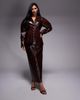 ASOS LUXE ASOS LUXE croc structured blazer with gold buttons in chocolate - part of a set-Brown - 2