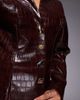 ASOS LUXE ASOS LUXE croc structured blazer with gold buttons in chocolate - part of a set-Brown - 3