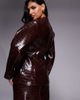 ASOS LUXE ASOS LUXE croc structured blazer with gold buttons in chocolate - part of a set-Brown - 4