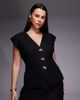 ASOS LUXE ASOS LUXE Curve cinched linen look vest in black - part of a set - 1