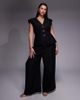 ASOS LUXE ASOS LUXE Curve cinched linen look vest in black - part of a set - 4
