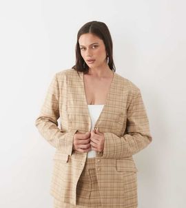 ASOS LUXE ASOS LUXE Curve cinched waist blazer in plaid - part of a set-Multi