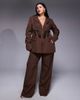 ASOS LUXE ASOS LUXE Curve cinched waist blazer with contrast paneling in brown - part of a set - 2