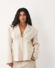 ASOS LUXE ASOS LUXE Curve cinched waisted tailored blazer with button detail in cream - part of a set-Neutral - 1