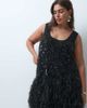 ASOS LUXE ASOS LUXE Curve embellished scoop neck mini dress with faux feather hem in black - 1